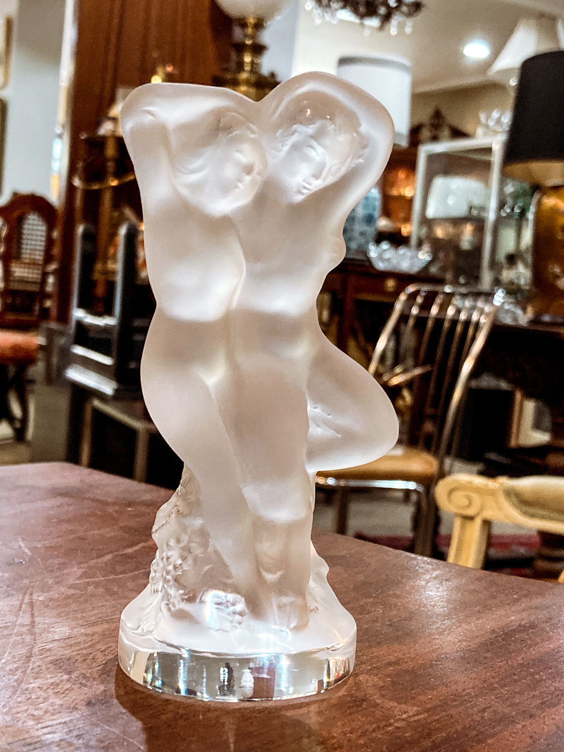 Vintage Lalique Le Faune Satyr Nymph Mythological Frosted Crystal Figurine