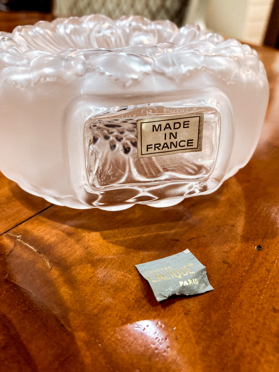 Vintage Large Lalique Dahlia Flower Frosted Crystal Scent Perfume Bottle Stickers