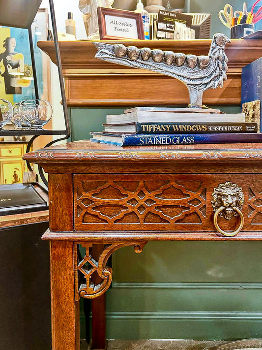 Vintage Mahogany Lion Head Charleston Collection Baker Knapp & Tubbs Desk