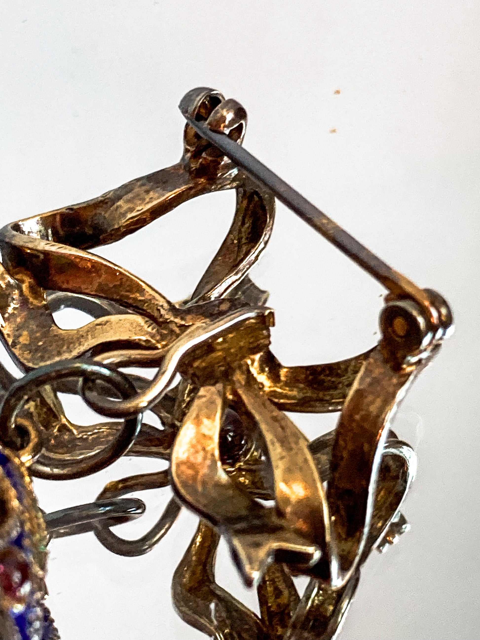 Edwardian Faberge Style Enameled Malachite Egg Drop Bow Watch Fob Brooch Pin