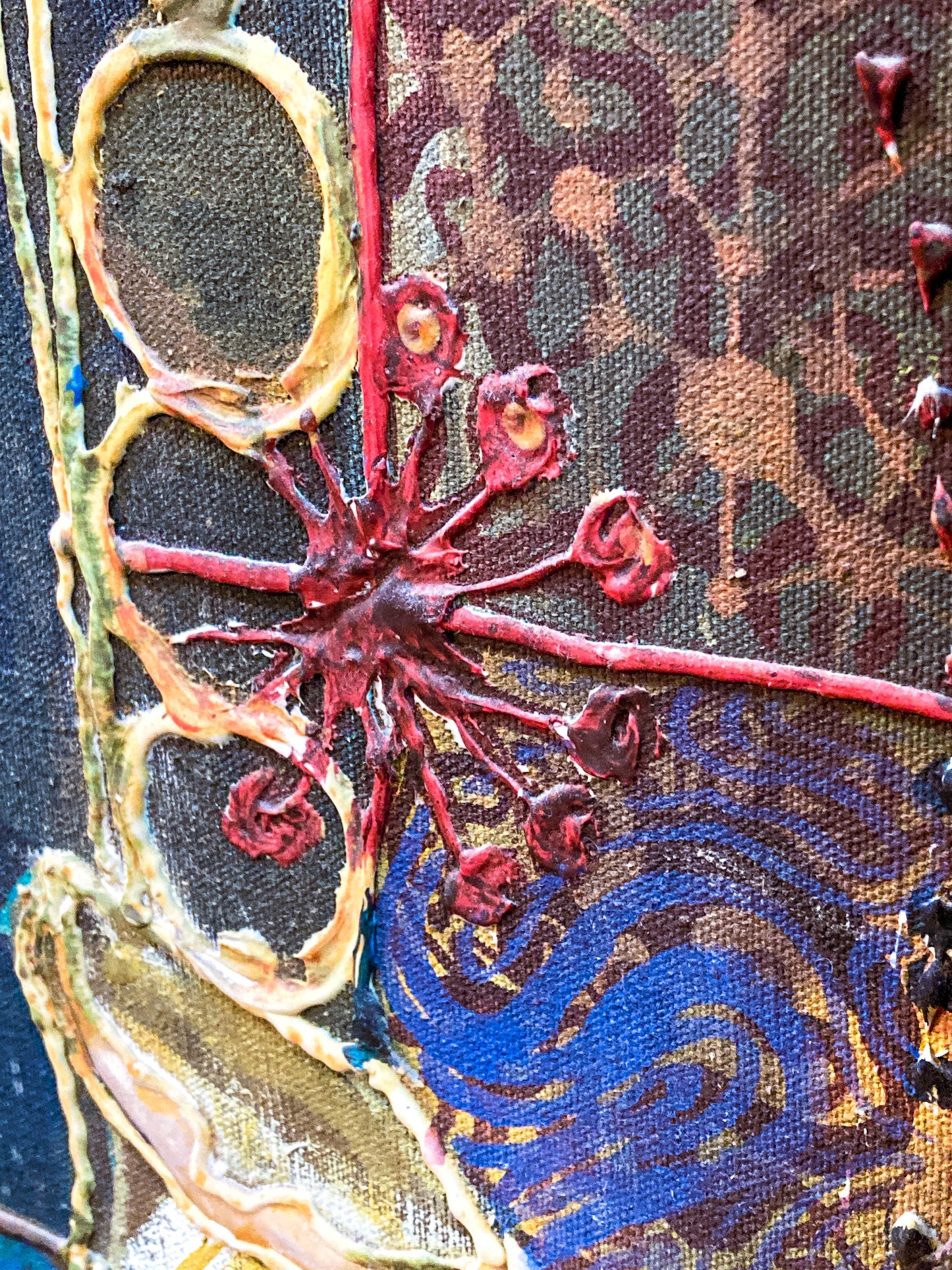 Vintage Mixed Media Portrait of Cleveland Bernice Kent Framed Canvas Painting