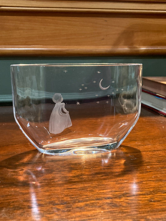 Vintage Orrefors Etched Clear Crystal Moon Starburst Edvin Ohrstrom Vase
