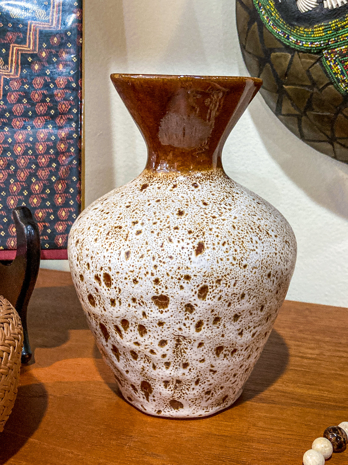 Vintage Pigeon Forge Hand Potted Speckled Glaze Ceramic Earthenware Vase
