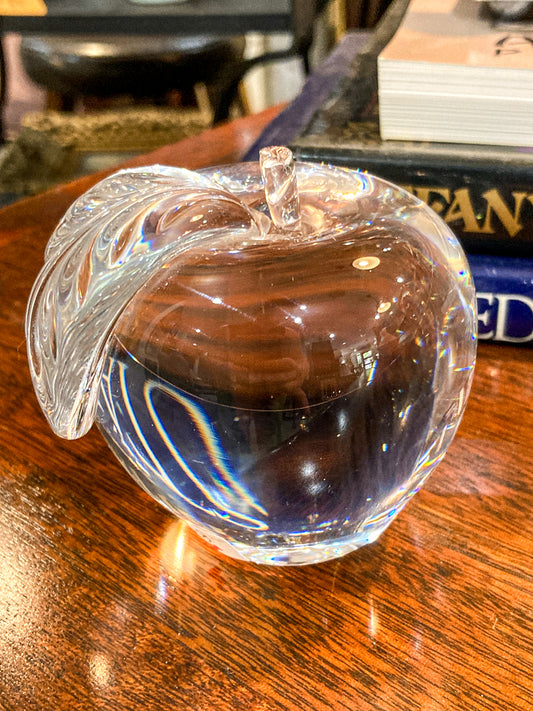 Vintage Princess House Clear Glass Apple Shaped Paperweight