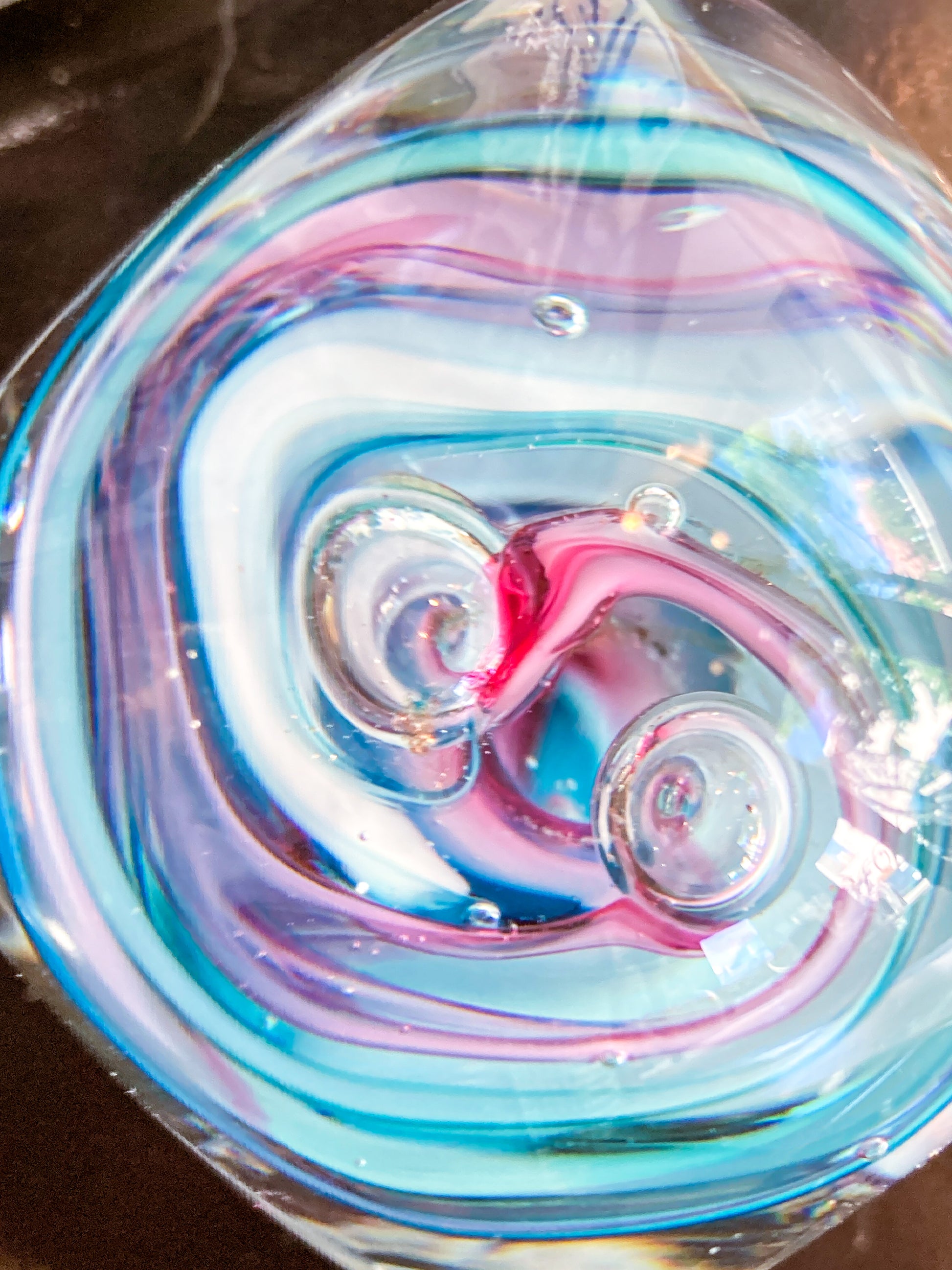 Vintage Robert L Hamon Multicolor Irregular Shaped Handblown Glass Paperweight