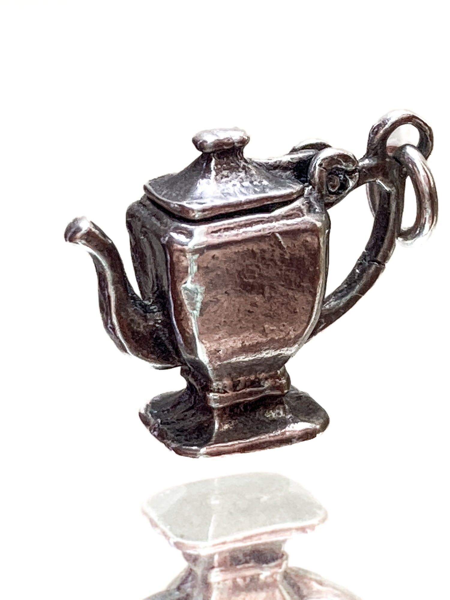 Vintage Sterling Silver Miniature Lidded Teapot Kettle Charm Jewelry