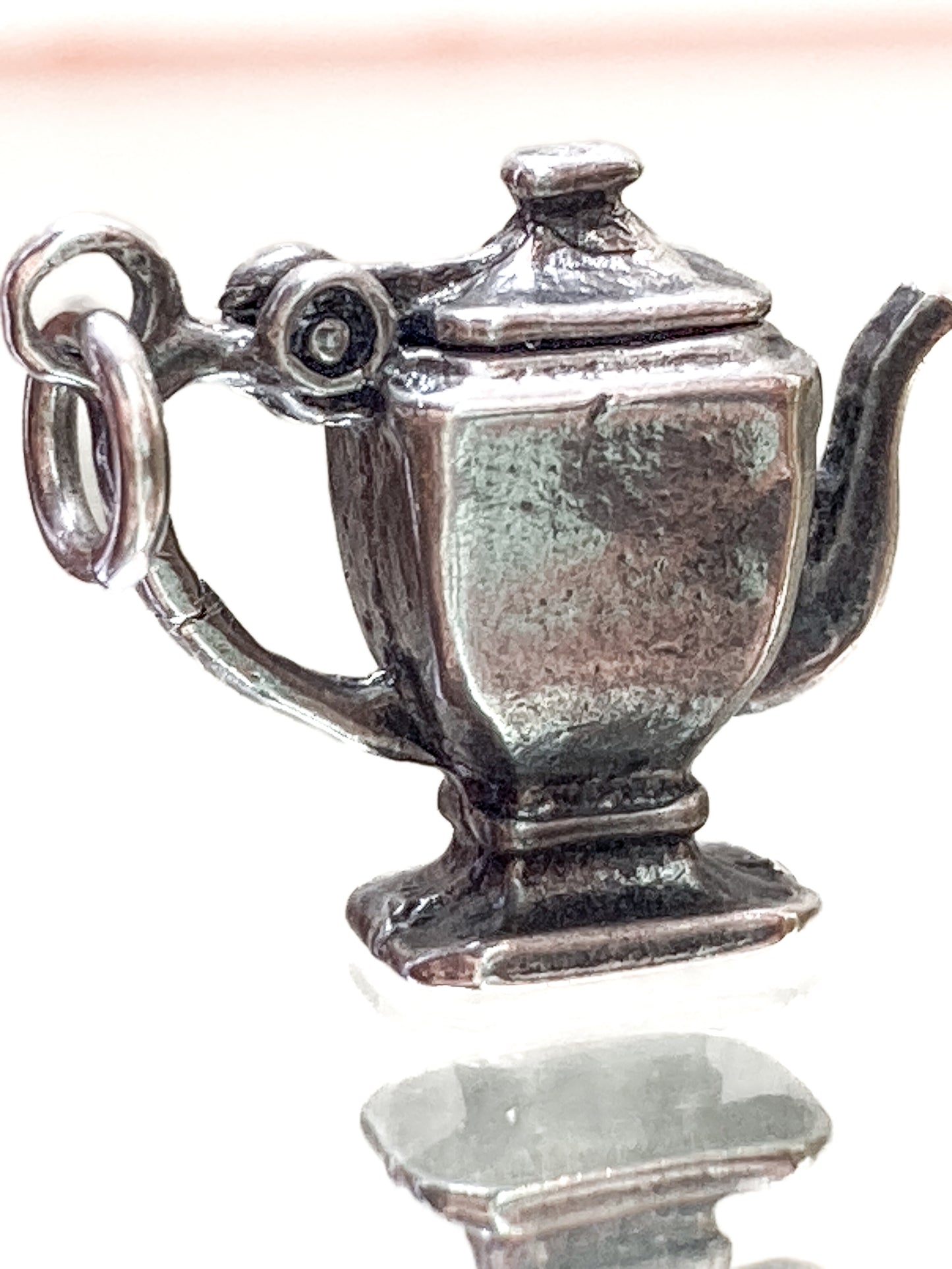 Vintage Sterling Silver Miniature Lidded Teapot Kettle Charm Jewelry