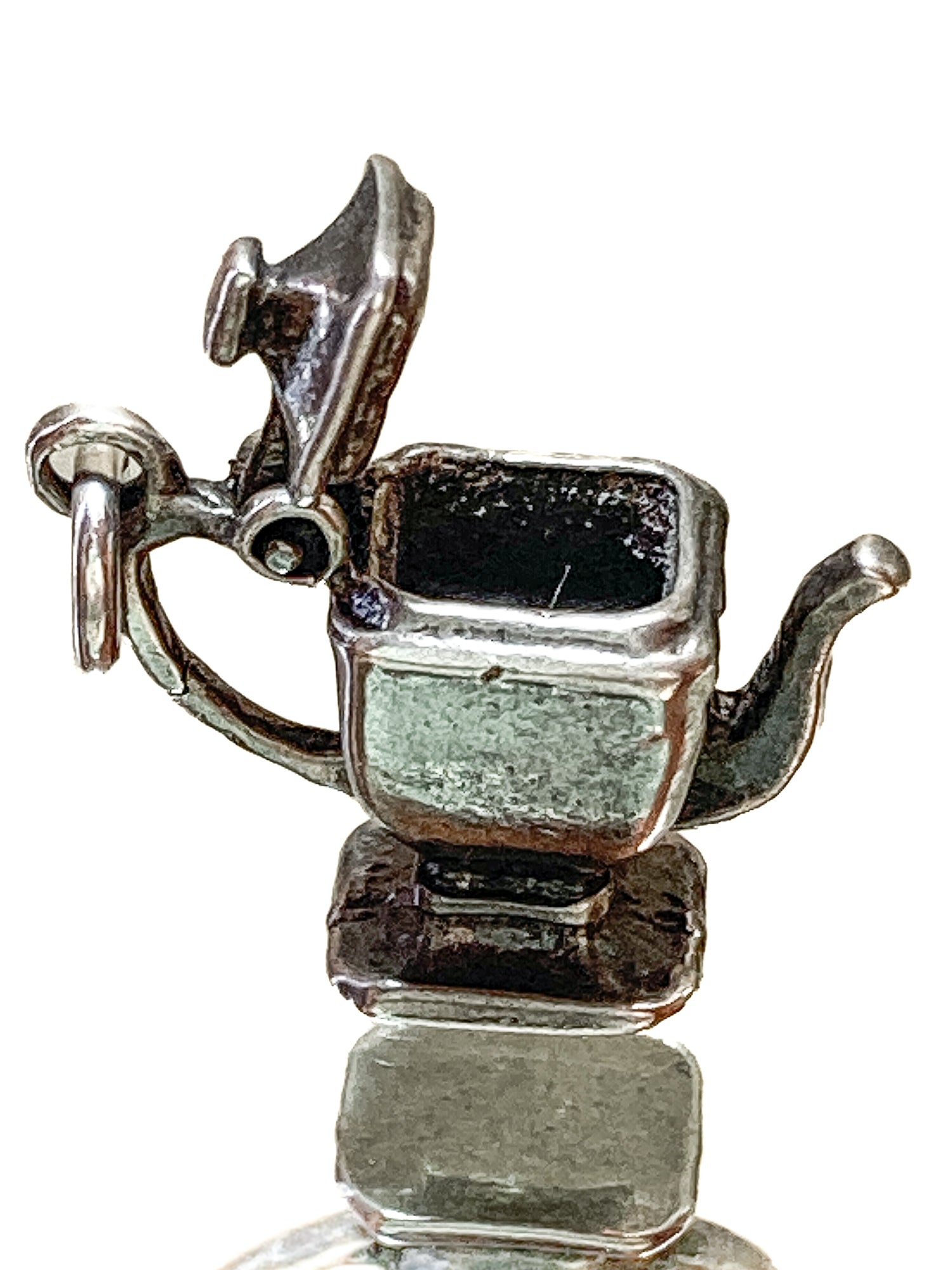 Vintage Sterling Silver Miniature Lidded Teapot Kettle Charm Jewelry