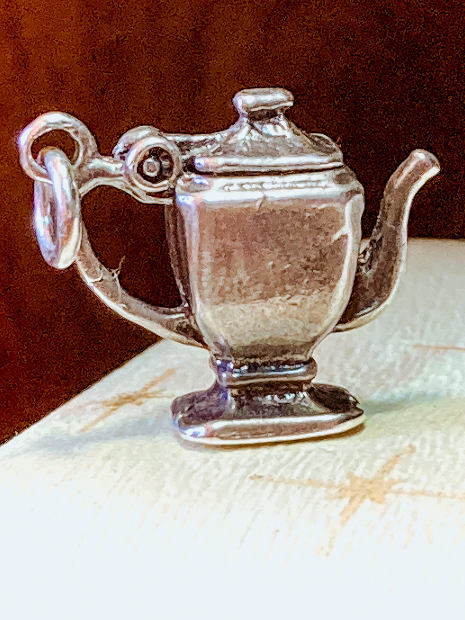 Vintage Sterling Silver Miniature Lidded Teapot Kettle Charm Jewelry
