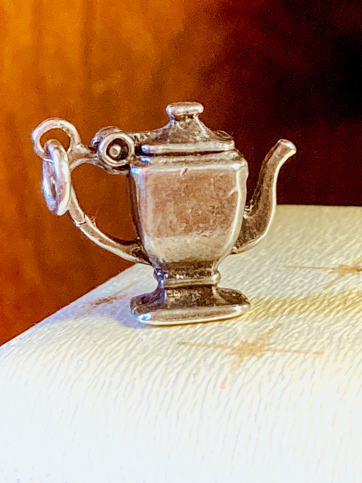 Vintage Sterling Silver Miniature Lidded Teapot Kettle Charm Jewelry