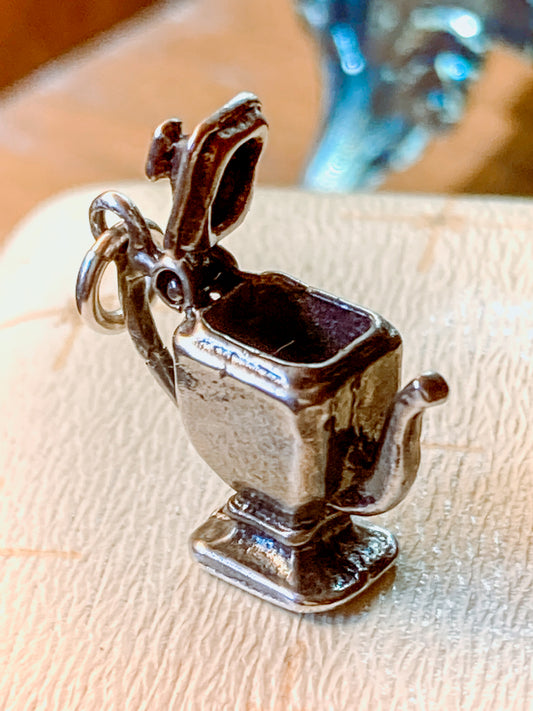 Vintage Sterling Silver Miniature Lidded Teapot Kettle Charm Jewelry