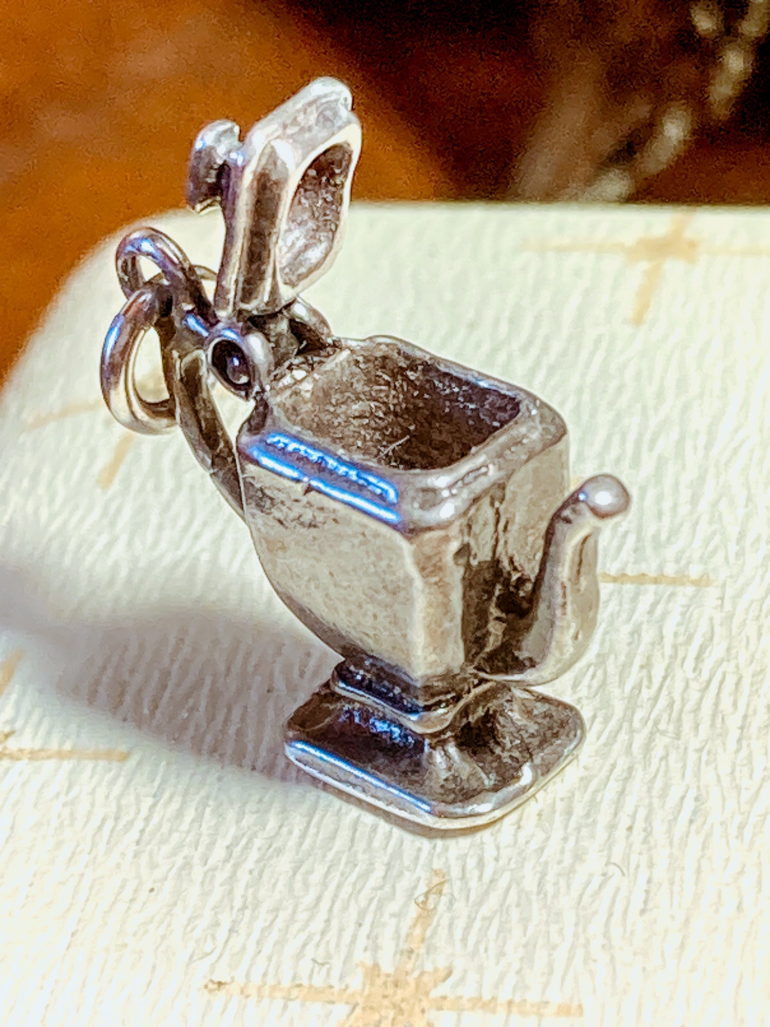 Vintage Sterling Silver Miniature Lidded Teapot Kettle Charm Jewelry