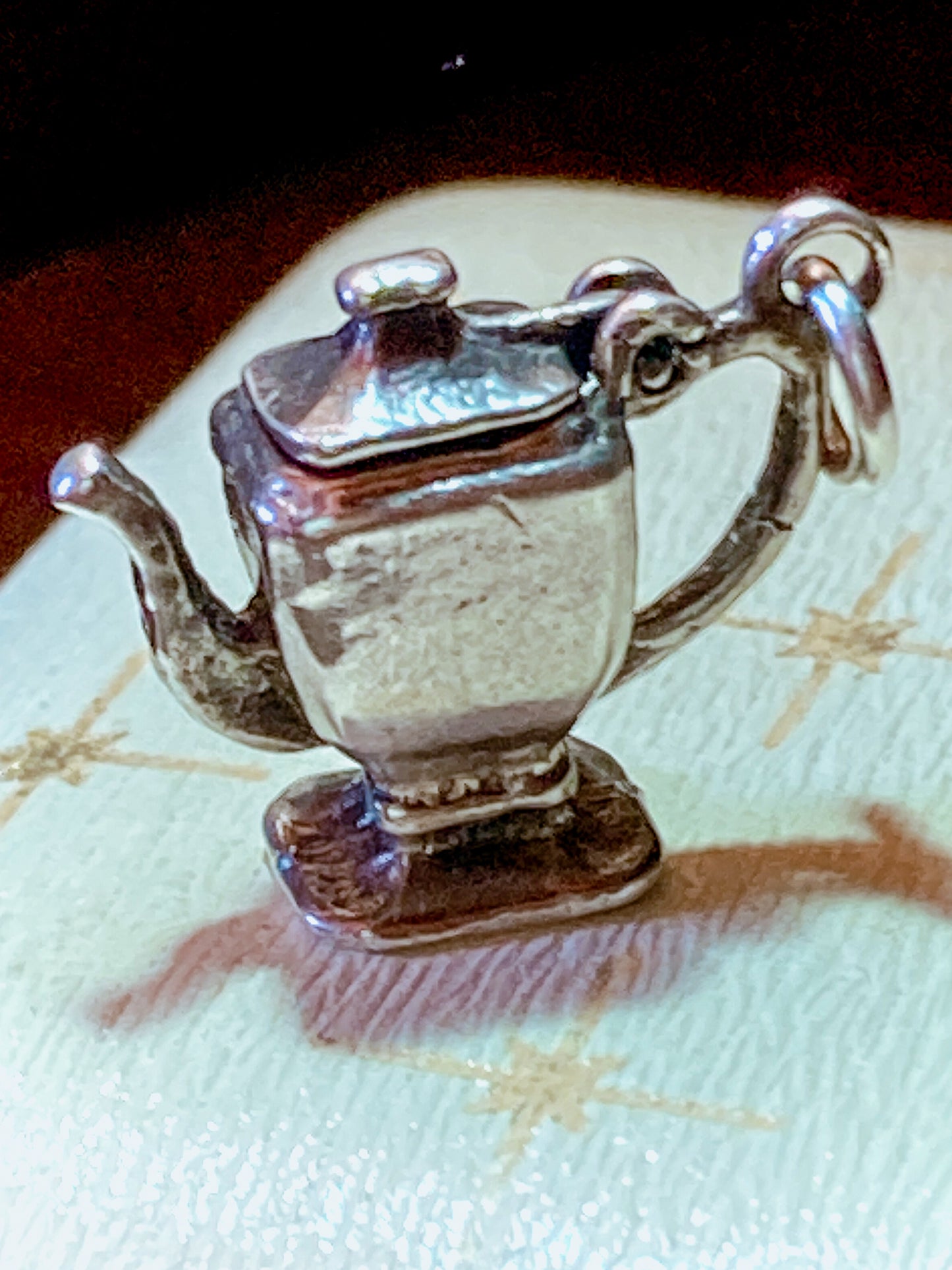 Vintage Sterling Silver Miniature Lidded Teapot Kettle Charm Jewelry