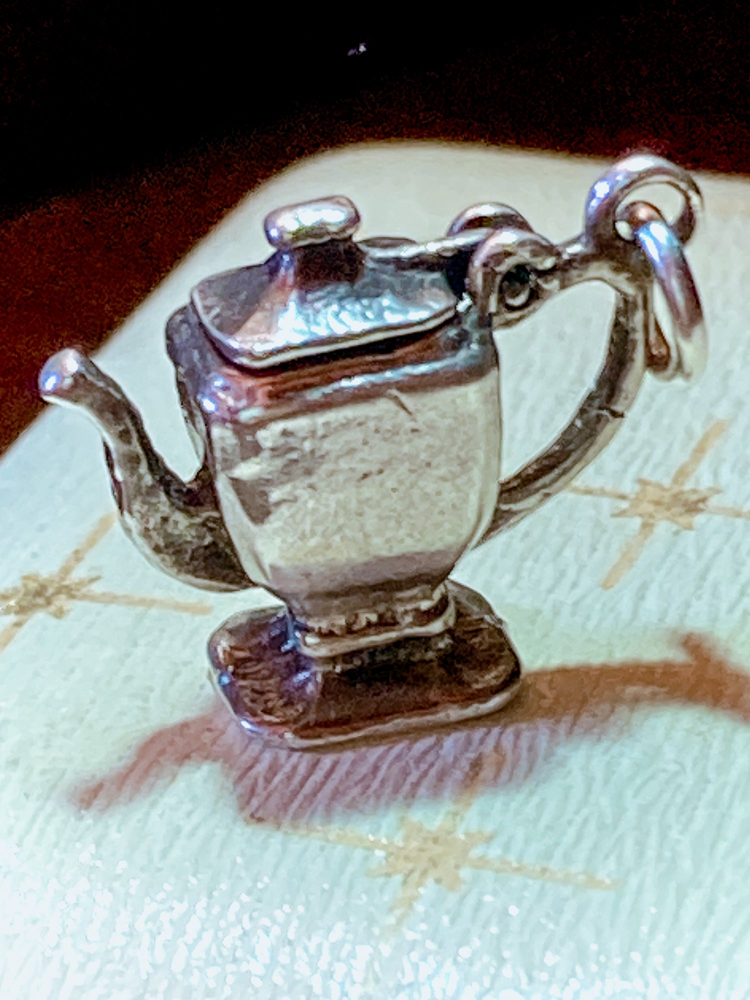 Vintage Sterling Silver Miniature Lidded Teapot Kettle Charm Jewelry