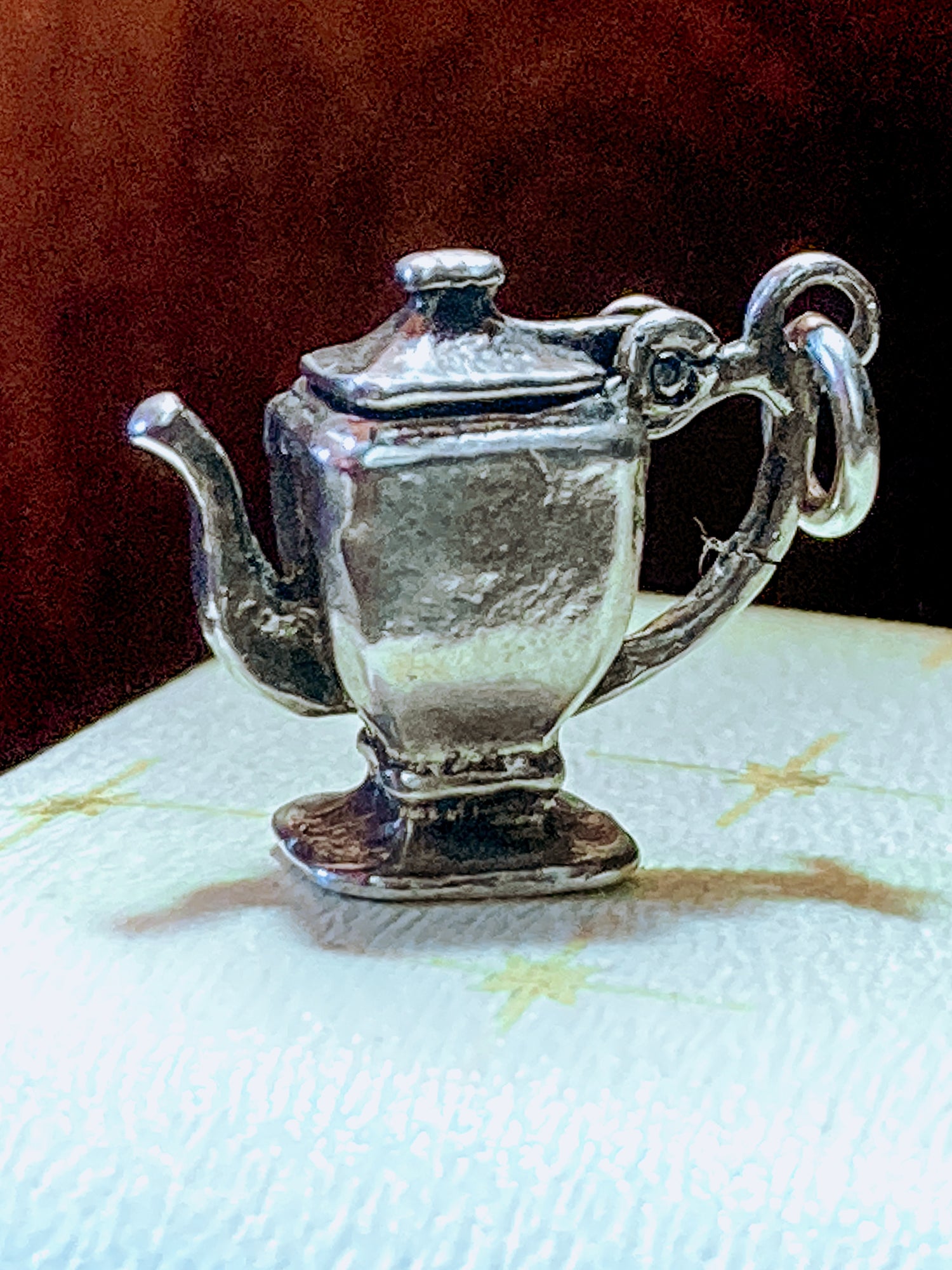 Vintage Sterling Silver Miniature Lidded Teapot Kettle Charm Jewelry