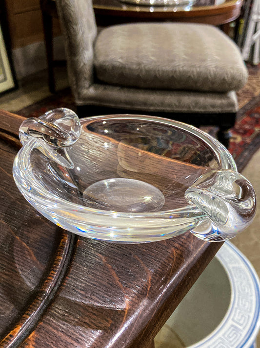 Vintage Steuben Clear Crystal Circular Round Ashtray Bowl Dish