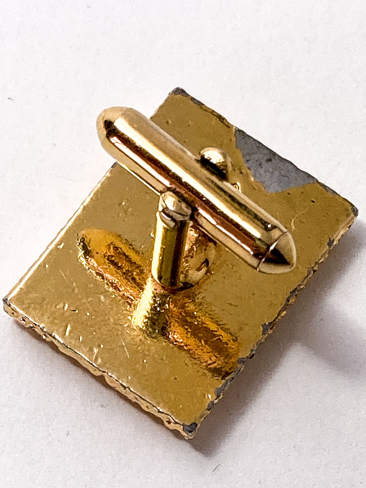Vintage Swank Damascene Gold Plated Black Playing Card Cufflinks
