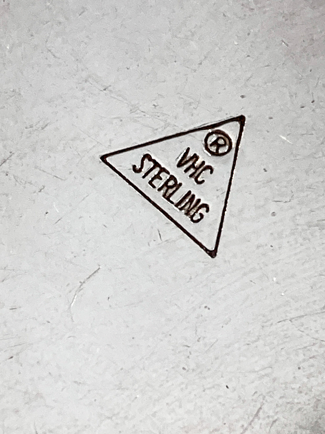 Vintage VHC Sterling Silver Blue Green Azurite Cabochon Abstract Pendant