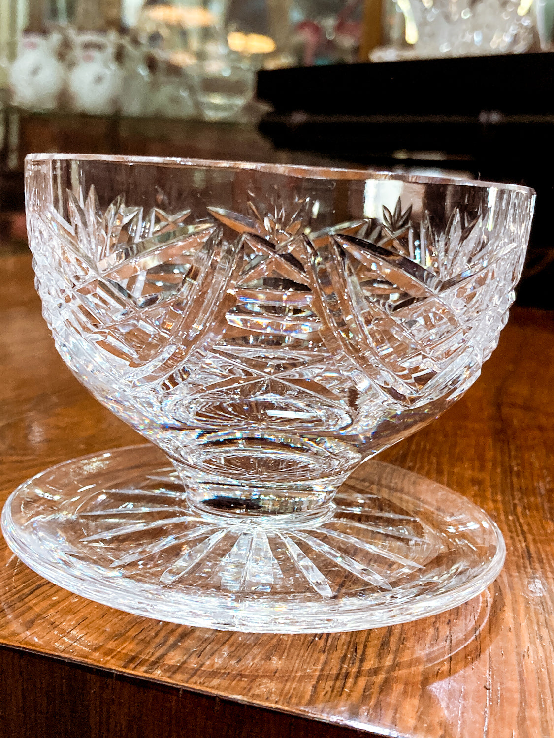 Set of Six Vintage Waterford Clear Crystal Clare Pattern Footed Dessert Bowls