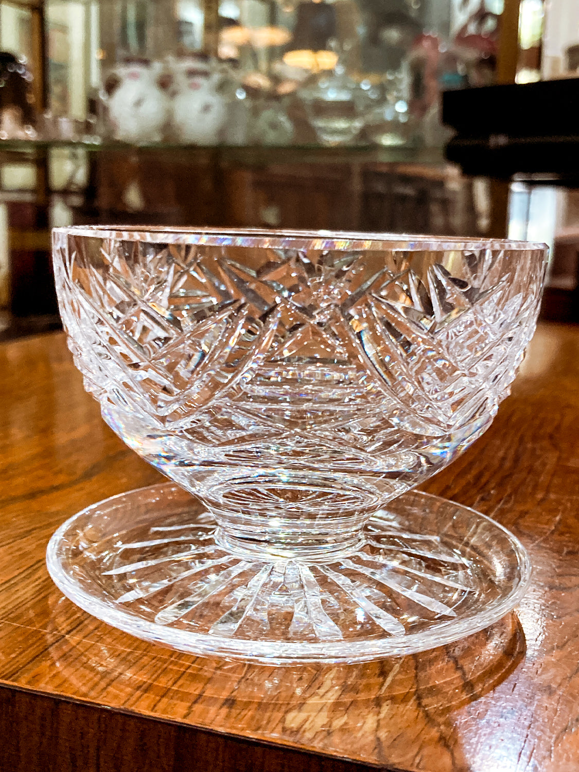 Set of Six Vintage Waterford Clear Crystal Clare Pattern Footed Dessert Bowls