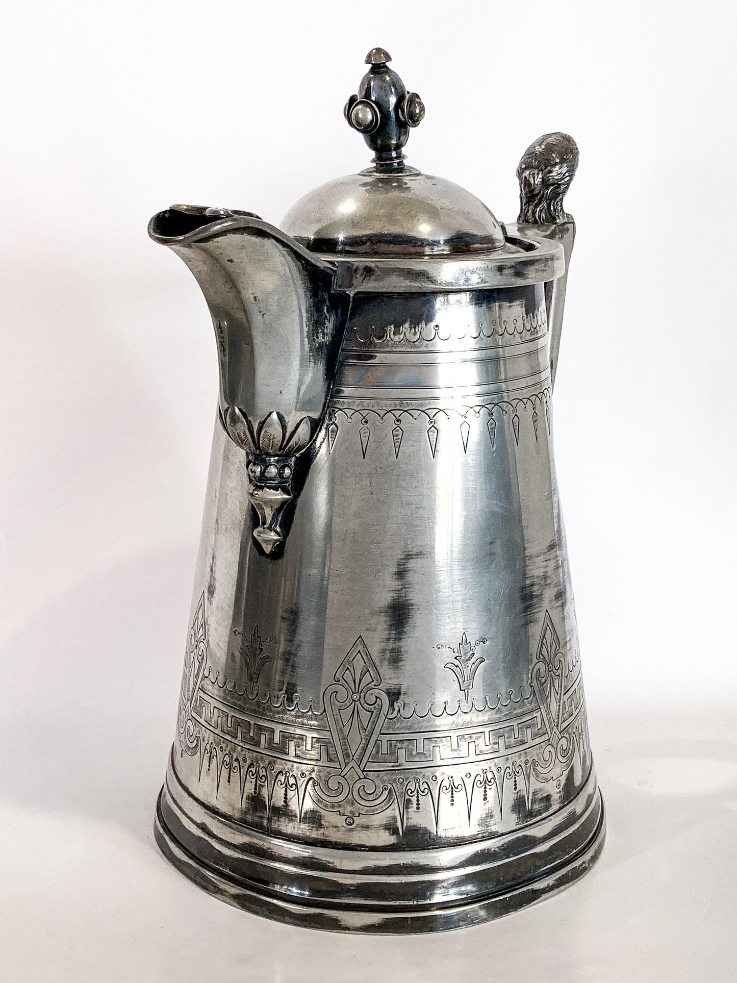 Beautiful Antique C1870 Silver Plated Cold Water Meriden Tankard Pitcher Side 1