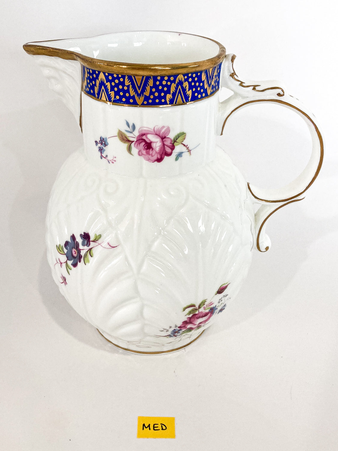 Set of Three Vintage Caughley Floral Rose Painted Mask Head Jugs Medium Side