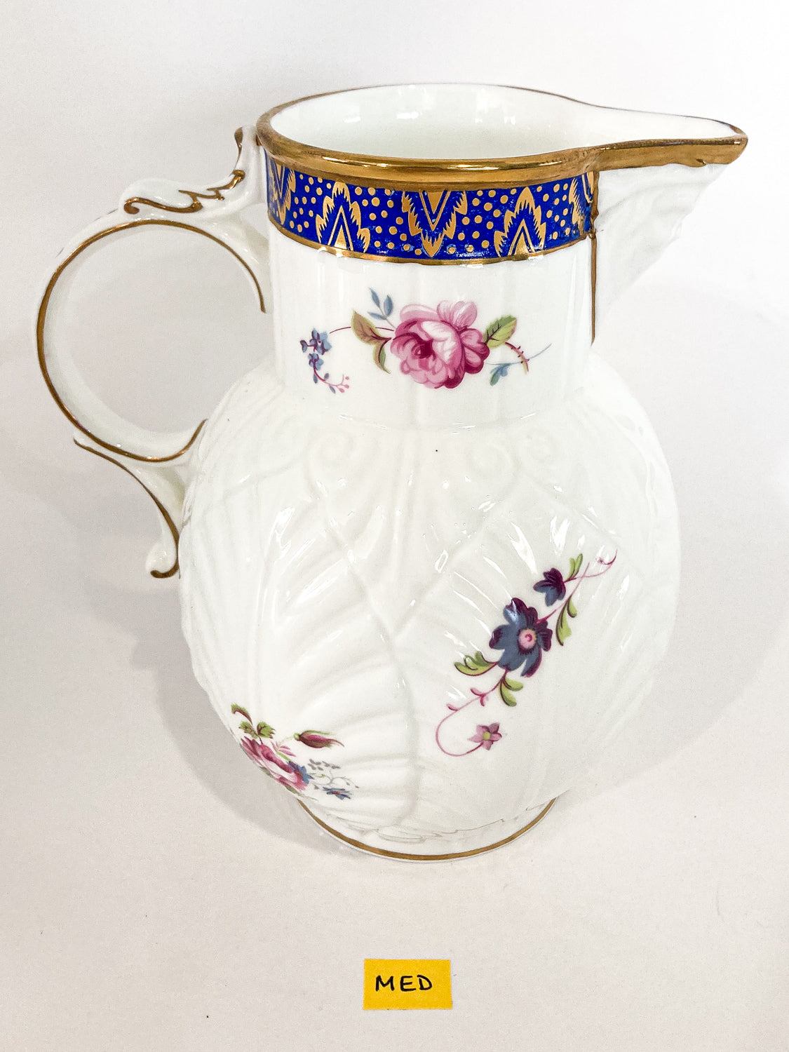 Set of Three Vintage Caughley Floral Rose Painted Mask Head Jugs Medium Side 2