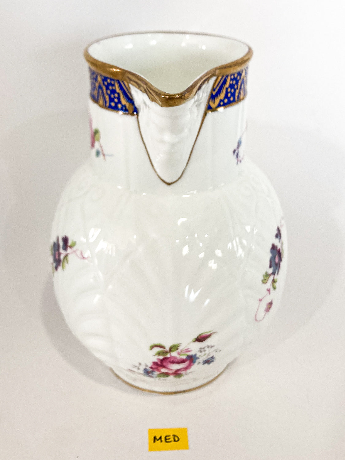 Set of Three Vintage Caughley Floral Rose Painted Mask Head Jugs Front Medium