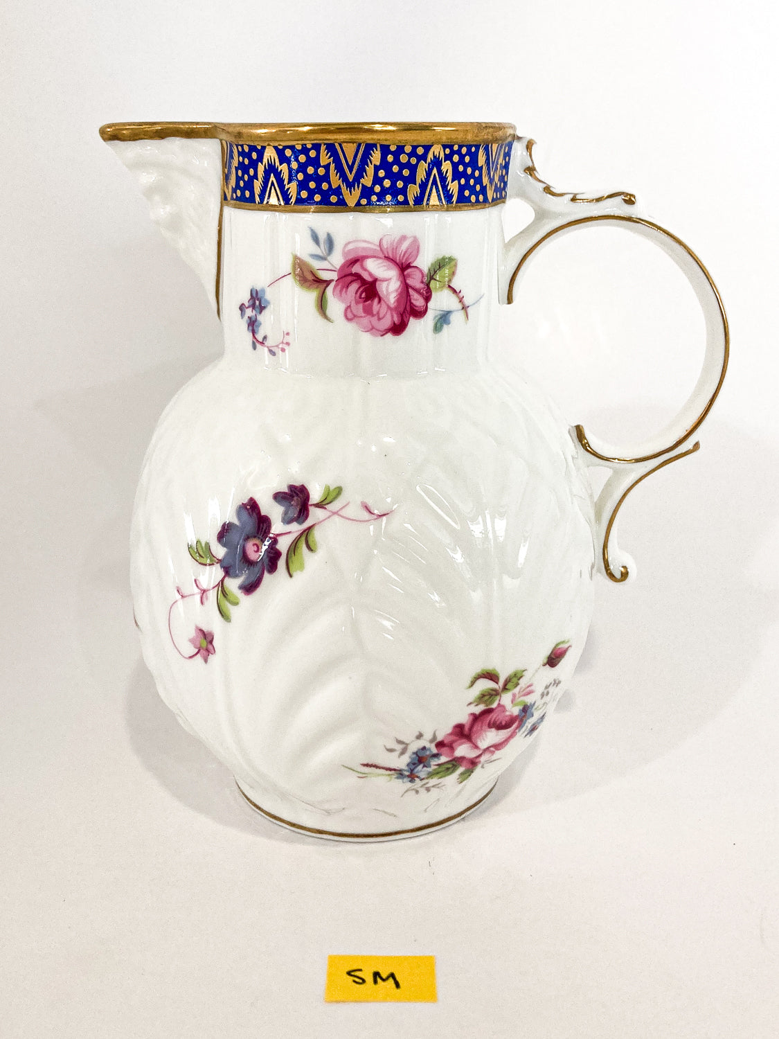 Set of Three Vintage Caughley Floral Rose Painted Mask Head Jugs Small Side