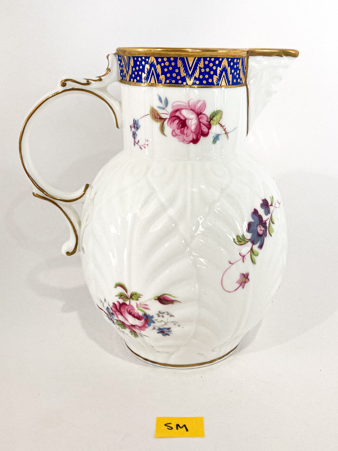 Set of Three Vintage Caughley Floral Painted Mask Head Porcelain Pitcher Jugs
