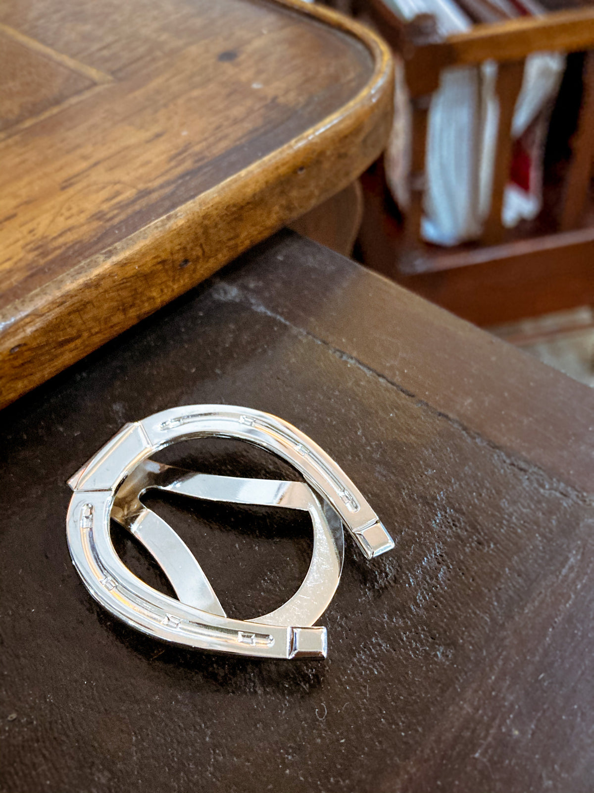 Vintage Anson Silver Tone Lucky Horseshoe Metal Money Clip Wallet