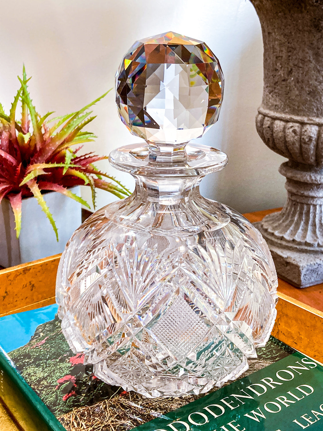 1890s Antique American Brilliant Cut Clear Glass Large Decanter Barware