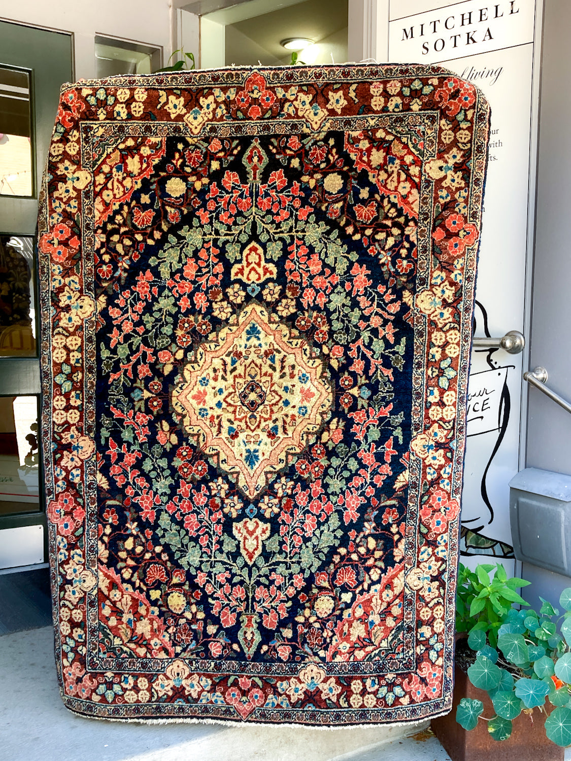 Antique Multicolor 1920s Floral Persian Sarouk Woven Wool 3x5ft Area Rug
