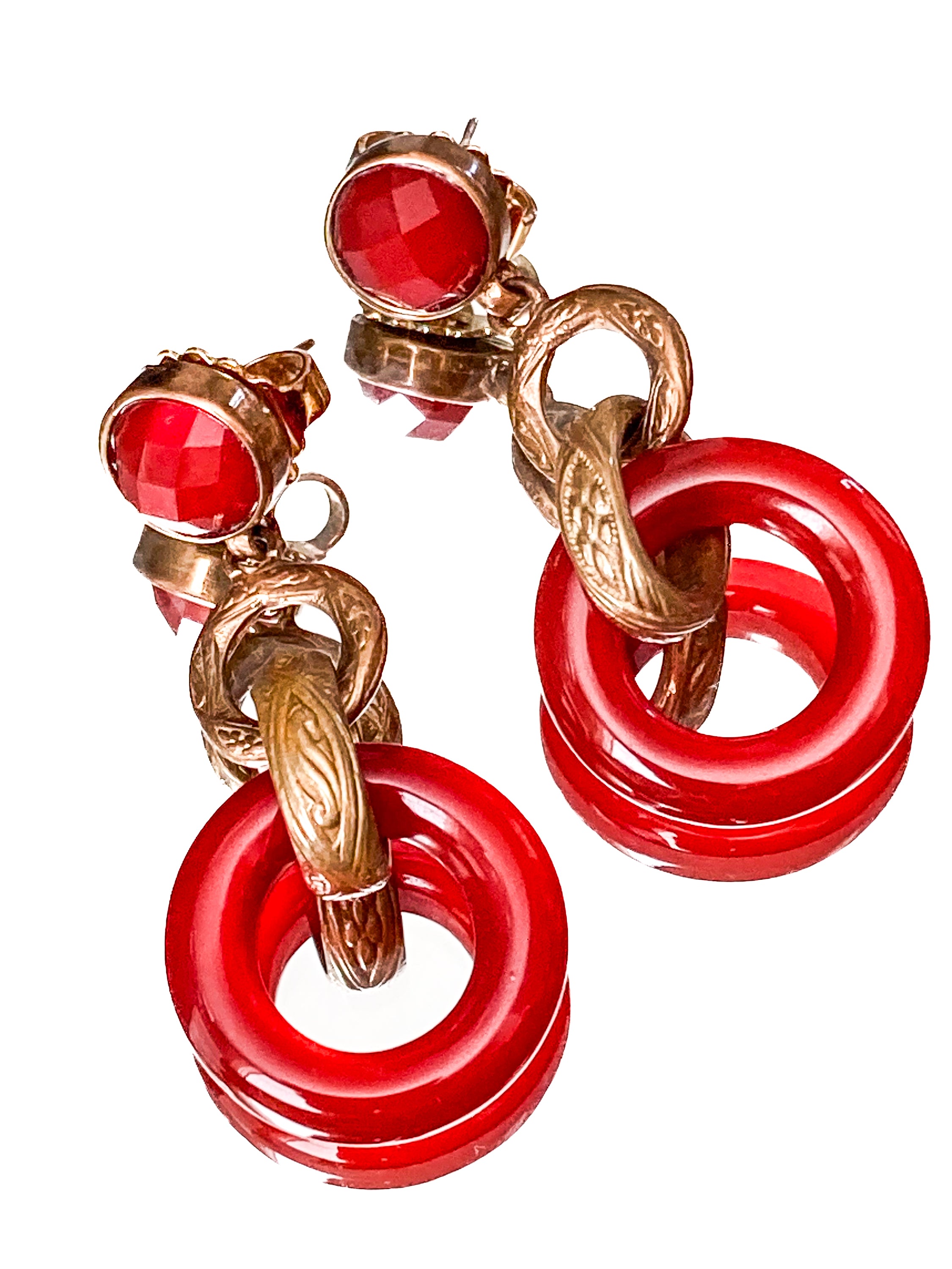 Red lucite earrings top