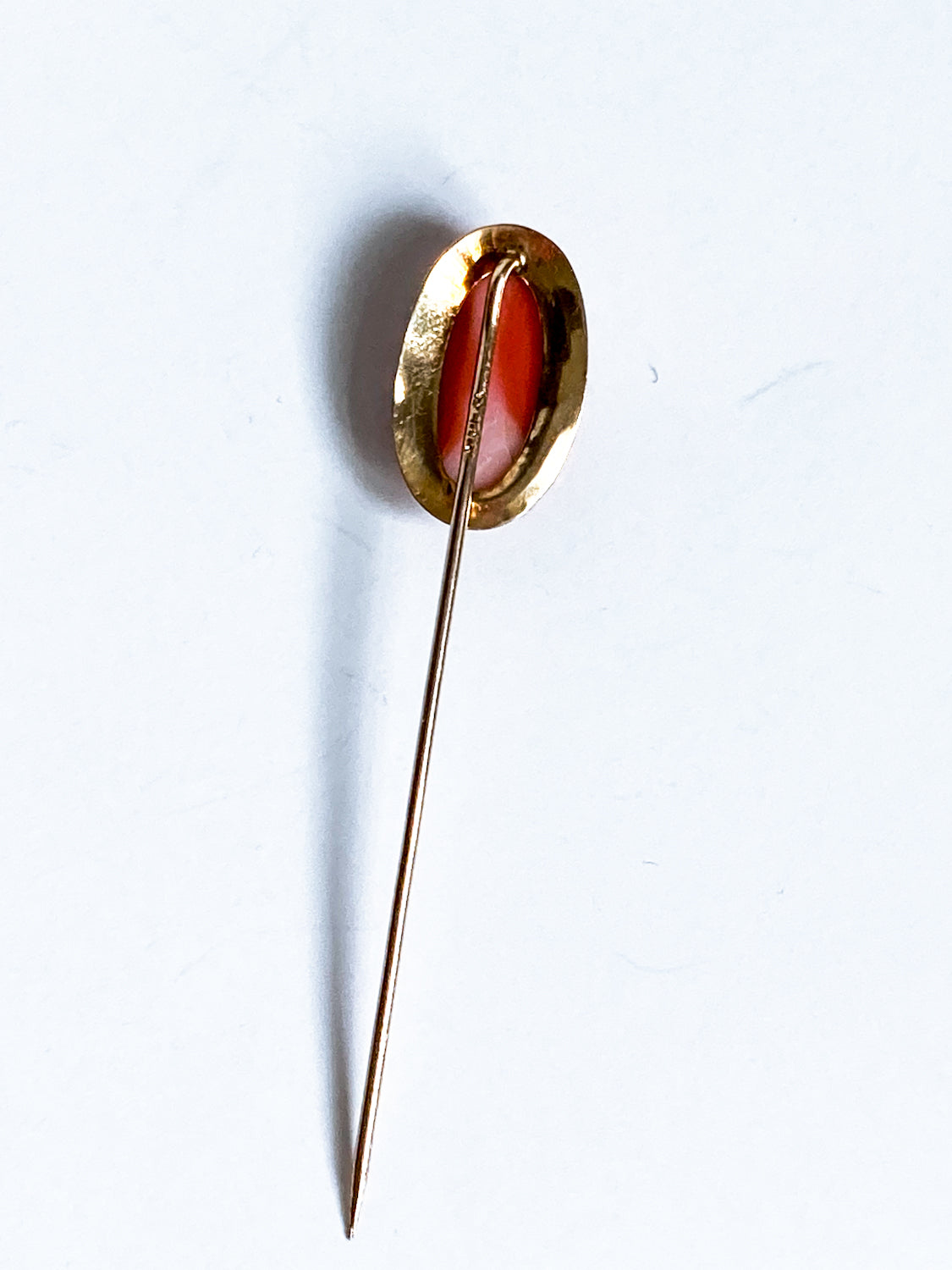 Store Antique Red Glass Teardrop Shield Stick Pin 10k Yellow Gold Pear Solitaire