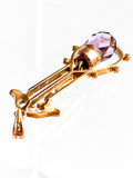 Antique Art Deco 10K Gold Faceted Amethyst Dangle Seed Pearl Pendant