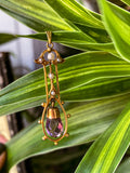 Antique Art Deco 10K Gold Faceted Amethyst Dangle Seed Pearl Pendant
