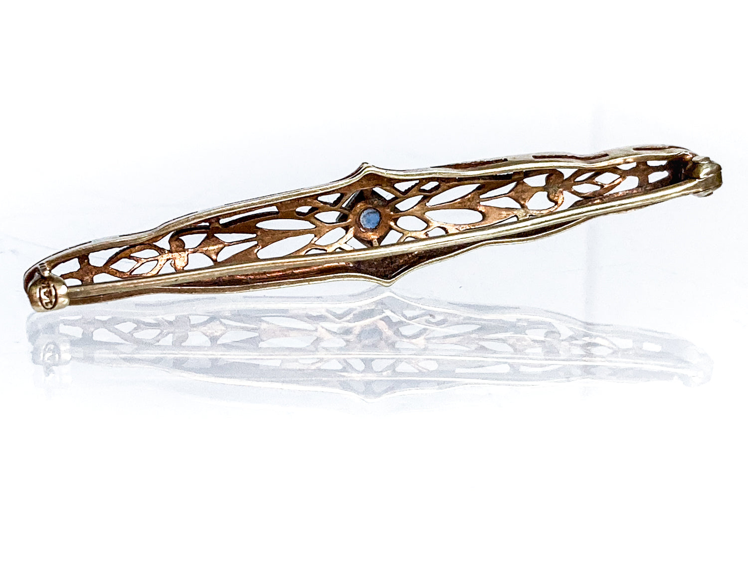 GOLD TONE VINTAGE ESTATE ANTIQUE PIN BROOCH HOLLOW ART NOUVEAU ART DEC –  Finer Jewelry, Inc.