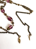 Antique Art Deco Purple Faux Amethyst Filigree Pendant Necklace Closure