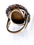 Antique Victorian Gold Sterling Silver Filigree Lava Stone Cameo Ring Back