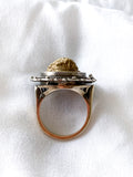 Antique Victorian Gold Sterling Silver Filigree Lava Stone Cameo Ring Profile