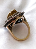 Antique Victorian Gold Sterling Silver Filigree Lava Stone Cameo Ring