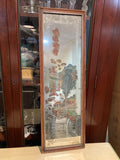 Vintage Chinese Etched Hand-Painted Elongated Wall Mirror
