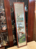 Antique 1920s Chinese Etched Hand-Painted Elongated Wall Mirror