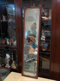 Antique 1920s Chinese Etched Hand-Painted Elongated Wall Mirror