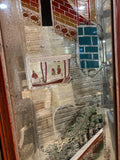 Antique 1920s Chinese Etched Hand-Painted Elongated Wall Mirror