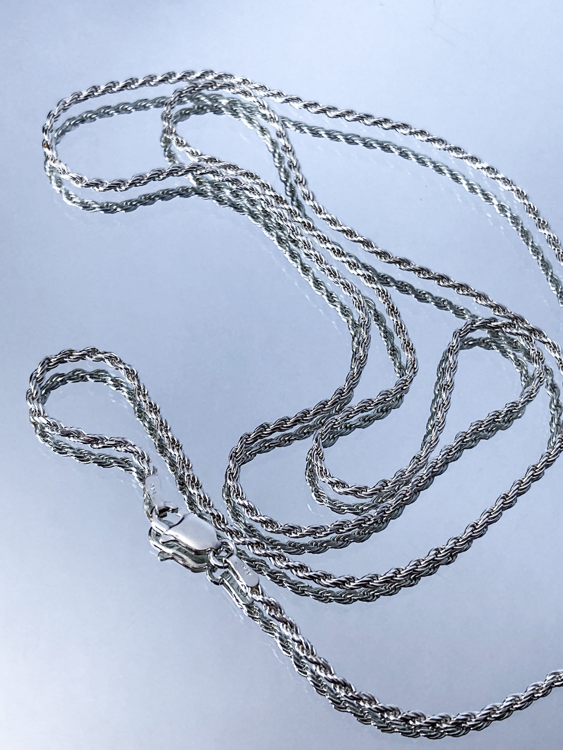 Italian 925 Sterling Silver Twisted Rope 30-Inch Chain Necklace