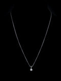 14K White Gold Solitaire Brilliant Diamond Drop Pendant Necklace on Black Velvet Form