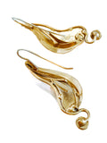 Vintage Abstract Gold Silver Tear Drop Green Blue Accent Drop Earrings 7