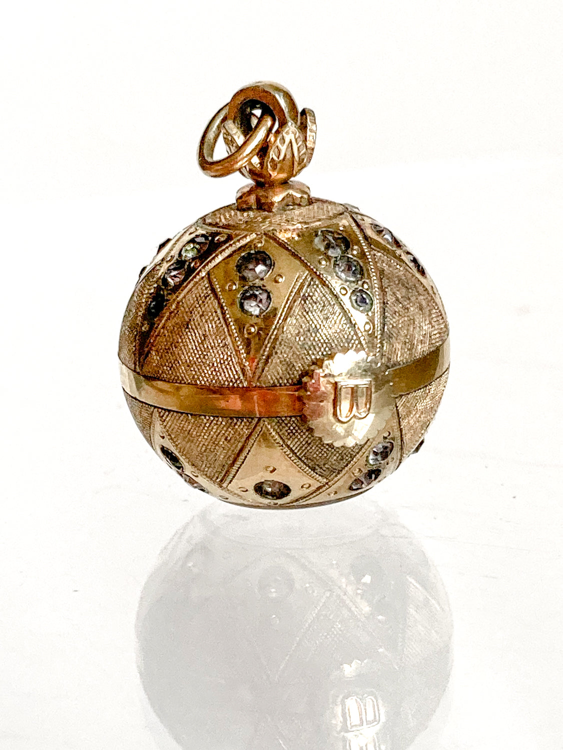 Vintage Bucherer 17 Jewels Gold Rhinestone Orb Swiss Watch Pendant